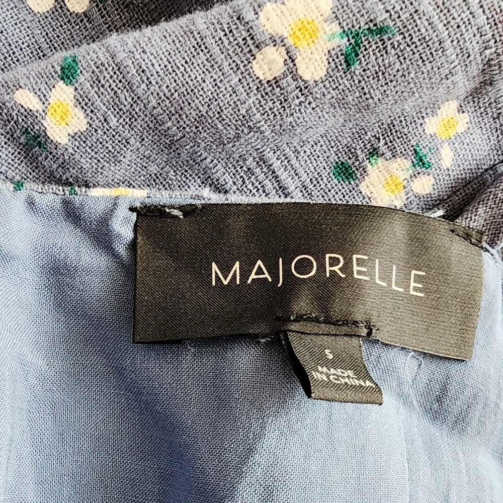 MAJORELLE ANNA BLUE DOSTY FAUX WRAP MINI DRESS FLORAL WOMENS. SIZE SMALL - Picture 3 of 14